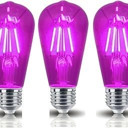 Vintage Edison LED Filament Decorative Bulb (4 Watt) E26/E27 Screw Holder Base, Clear Glass, PINK LIGHT (PACK OF 3)-image-27