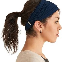 Men's and Women's Rayon Viscose Headband Bandana Stretch Hair Band Japanese Style (Navy, Free Size)-image-18