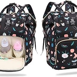 Bembika Diaper Bags for Mom and Dad Kids Diaper Bags for Travel Backpack with Small Bottle Pouch for Multi-Function Waterproof and Large Capacity-(Black)-image-37