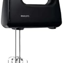 Philips HR3720/10 300 Watt Lightweight Hand Mixer, Blender with 5 speed control settings, stainless steel accessories and 2 years warranty with 2 Attachments (Non-slip Grip, Black)-image-1
