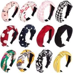 Korean Style wide Hair Accessories Solid Fabric Knot hairband stylish Plastic Hairband MULTICOLOUR Headband for Girls and Woman 12 PCS-(RANDOM) MULTI COLOUR-image-46