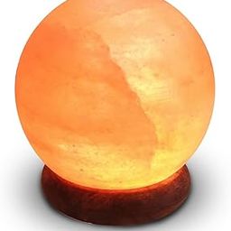 100% Authentic Natural Himalayan Salt Crystal Sphere USB Lamp - Hand Carved - Wooden Base - USB Electric Cable Provided - Approx 500g - Zen'Light Orange-image-51