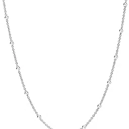 lecalla 925 Sterling Silver BIS Hallmarked Italian Bead Station Cable Chain Necklace for Women and Girls 16, 18, 20, 24 Inches-picture-25