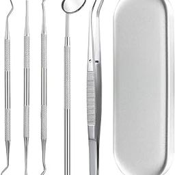 HANNEA® 5Pcs Teeth Cleaning Tools Dental Kit with Storage Box Stainless Steel Teeth Hygiene Set with Dental Mirror Dental Tartar Scraper Dental Probe for Plaque Tartar Removal for Personal & Pets Use-13
