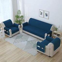 Story@Home Sofa Cover 5 Seater | Sofa Cover with Pockets | Microfiber Sofa Cover | 3+1+1 Seater Sofa Cover with Pockets | Make Your Own Set Stylish for Aesthetic Home Furnishing | Navy Blue-image-62