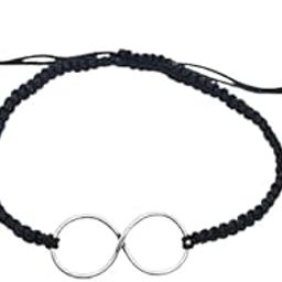 925 Sterling Silver Nazariya Anklet for Women & Girls – Handmade Adjustable Black Thread Anklet (Big Infinity)-13