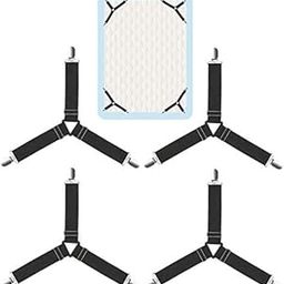 JEJIME Elastic and Nickel Plated Clamps with Plastic Adjustable Triangle Elastic Suspenders Gripper Holder Straps Clip for Bed Sheets, Mattress Covers, Sofa Cushion (Black, Single) - 4 Pieces.-image-106