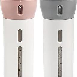 CHIVENIDO 2pcs 4 in 1 Travel Dispenser Set, Refillable Travel Bottles for Toiletries, Pink+gray-24