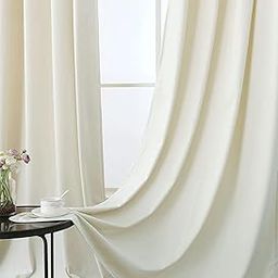 HOMEMONDE Velvet Room Darkening Curtains Long Door 8 Feet Ultra Soft Panels Living Room, Bedroom, Decoration, Hangs for Stainless Steel Eyelets Pack of 2 - Solid White-9