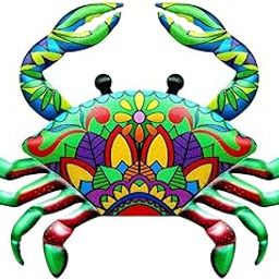 UJEAVETTE Metal Crab Wall Art Decor Outdoor Yard Home Decorative Sculpture Green-image-51