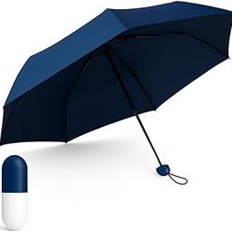 Zam Zam Store Compact Capsule Travel Umbrella, Portable Windproof Design with Storage Case, Navy Blue-39