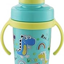 LD LUCIDO DECORE Bendy Hot & Cold Insulated Stainless Steel Double Walled 360ml BPA-Free Sippy Cup Anti-Spill Soft Silicone Spout Baby Sipper (Blue)-picture-15