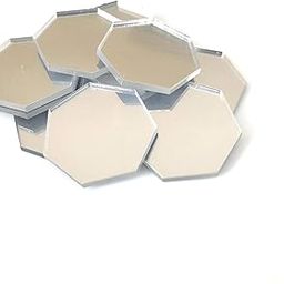 Super Cool Creations Heptagon Shaped Crafting Mirrors, Set of 10, Many Colours, Shatterproof Acrylic, White, Pack of 10 x 4cm-image-53