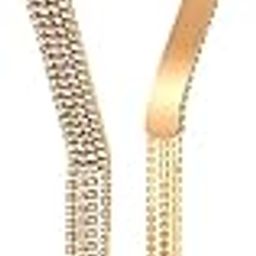 ASG 1 Pcs 2 Row Crystal Rhinestone Sparkly Chain Tassel Fake Earring Hair Hoop Wedding Bridal Headwear Headbands for Women Girls (gold headband)-image-72