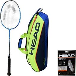 HEAD IGNITION 200 BADMINTON RACKET WITH KITBAG XENON 600 AND BOAST 65 BADMINTON STRING YELLOW-25