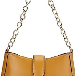 Women's Chain Strap Shoulder Bag with Top Zip and Flap Closure | Main Compartment, Inner Zip and Slip Pockets | Stylish Shoulder Bag | Trendy Women's Handbags, Yellow-image-94