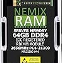 NEMIX RAM 64GB (1X64GB) DDR4 2666MHZ PC4-21300 4Rx4 1.2V CL19 288-PIN ECC RDIMM Registered Server Memory Compatible with Micron MTA72ASS8G72PSZ-2S6E1-17