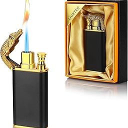 Drumstone (𝐋𝐢𝐦𝐢𝐭𝐞𝐝 𝟖 Year Warranty) Dual Refillable Butane Torch Lighter Switchable Soft/Jet Flame, Adjustable Flame Dial, Metal Windproof Pipe Lighter for Men 𝐌𝐮𝐥𝐭𝐢𝐜𝐨𝐥𝐨𝐫-image-0