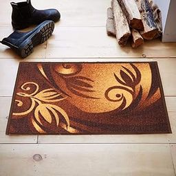 Kuber Industries Flower Design Cotton Door Mat - 23" x 15" x 0.39", Brown (CTKTC0154)-22