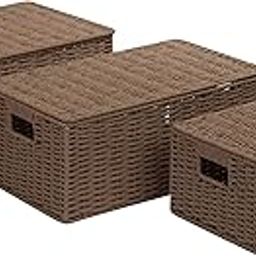 Honey-Can-Do STO-03557 Paper Rope Cord Basket Set, Small to Large, Brown, 3-Pack-15