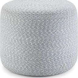 Simpli Home Bayley Transitional Round Braided Pouf in Blue, Natural Cotton-image-12