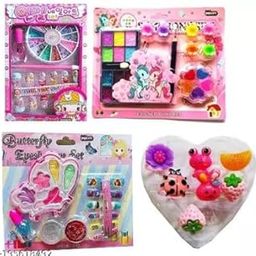 Jellify Beautiful 2 Set Makeup Kit & EyeShadow Kit With 12 Artificial Nail Art Kit Free 7 Pcs Kids Ring For Kids/Girls-23