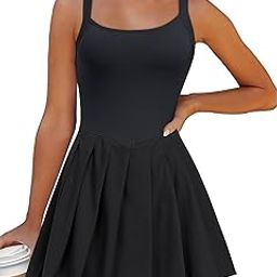 Women's Tennis Athletic Pleated Summer Mini Dress 2025 Golf Workout Build in Shorts Casual Romper Short Sundress-image-73