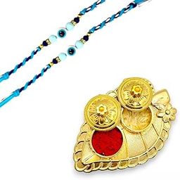 Rakhi With Evil Eye Pooja Thali Decorative For Rakhi Rakshabandhan For Bhai Bhabhi Kids Combo, 2pcs Rakhi, 1pcs Thali (Pack of 1)-image-30