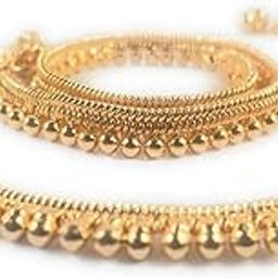 Thin Size Gold Plated & Brass Stylish Kolusu Ghungroo Golden Anklets for Women (Gold)-image-62