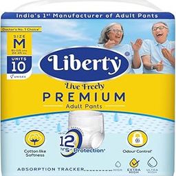 Liberty Premium Adult Diaper Pants, Medium (M) Size, 10 Count, Waist Size (61-115cm | 24-45 inches), Unisex, Leak Proof, Extra Elastics, High Absorbency, 12 Hrs protection, Pack of 1-image-9