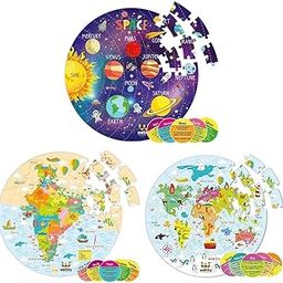 Webby Combo of Amazing Solar System | India Map | World Map Jigsaw Floor Puzzle | 60 Pcs with 4 Double Sided Flashcards with Each Puzzle (Set of 3)-image-42