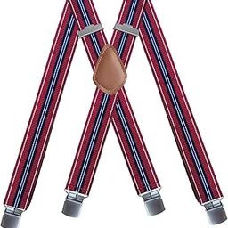 Suspender for Men Fashion Adjustable Braces for Formal Events Wedding Shorts Dark Red stripes-image-92