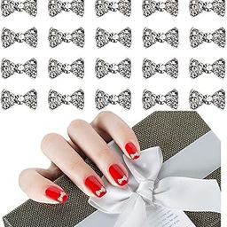 AUEAR, Charming 3D Nail Art Charms Bow Tie Rhinestones Crystal Pendant Decals DIY Decoration for Women Beauty Design Jewelry Craft (Silver, 40 Pack)-picture-15