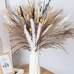Homesake® Natural Dried Pampas Grass Decor, Brown Pampas Grass, Bunny Tails Dried Flowers, Bouquet for Wedding Boho Flowers Home Table Decor, Fall Decor, Rustic Farmhouse Party (Multi Color-70)-image-68