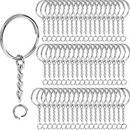 10Pcs Key Ring with Chain, Keyrings Kit, Key Chain Rings, 10Pcs Open Jump Rings for Keychain Making Supplies, Crafts, and DIY Projects-44