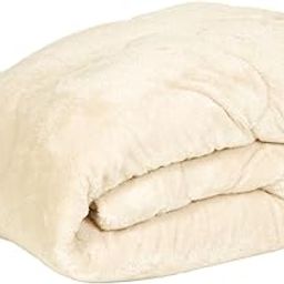 System K Comforter [Long Hair Flannel Warm Flannel Futon] Smooth Touch Washable Bedding Light Warm Comforter Fluffy Soft Blanket Anti-Static Treatment Single Ivory-image-16