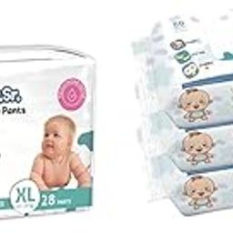 Jr.Sr. Baby Diaper| Extra Large | 12-17 Kg | 28 Counts and Wipes (Pack of 3)-image-31