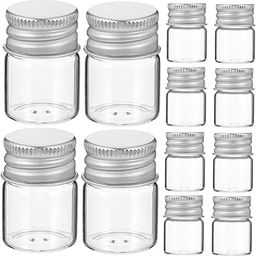 OHPHCALL 24pcs Small Glass Bottles Lids Transparent Vials for Crafts for Sample Storage and Packaging Versatile Mini Containers for Liquids and Powders-image-2