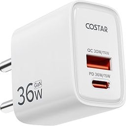 36W GaN Super Fast Charger, QC/PD Dual Port USB A + USB C Charger, Power Adapter Plug Wall Charger for iPhone, Samsung Galaxy, Other Android Devices W/Short Circuit Protection, Made in India-11