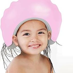 GDNK Baby Shower Cap Shower Cap for Kids 0-9 Years, Adjustable Silicone Cap with Eye & Ear Protection, Waterproof Bathing Hat for Washing Hair (Pink)-31