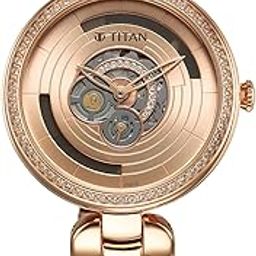 Purple Abstract Quartz Analog Rose Gold Stainless Steel Strap for Women-95229WM01-image-82