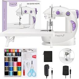 Magicfly Mini Sewing Machine for Beginner, Dual Speed Portable Sewing Machine Machine with Extension Table, Light, Sewing Kit for Household, Travel (White)-picture-11