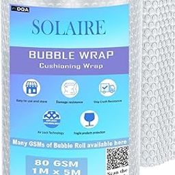 SOLAIRE Premium Polythene Air Bubble Wrap Packing Roll for Safety, Multipurpose Packing Material 1 Meter Wide (5M 80GSM)-image-25