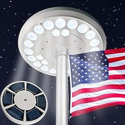 VINTLJUS Flag Pole Light Solar Powered Spotlight, 26 LED IP67 Waterproof Solar Flag Pole Light Up to 12 Hours, Top Mounted Flag Pole Solar Light Outdoor, White-image-14