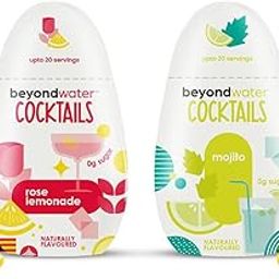 Beyond Water Cocktail Mixer - Assorted Pack - 2 X 20 Servings (Rose Lemonade + Mojito) | Zero Calorie Sugar-Free Mixer for Cocktails, Mocktails Drinks Beverages | Non Alcoholic Premium Cocktail Mixer-image-53