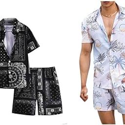 Men's Night Dress || Rayon Multi Printed Night Suit Set || Sleepwear Loungewear Shirt & Shorts Combo || Summer Wear Short Pajama Set for Men || Night Suit. Pack of 2-image-31