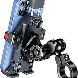 Aluminium Alloy Motorcycle Phone Mount with 360° Rotation | Vibration Dampener | Secure Anti-Theft Lock | One-Push Auto Lock for Bike Scooter Handlebar Cell Phone Holder (M23-C1)-20