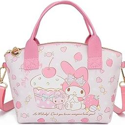 Hand Bag Kawaii Sanrio Small Tote Bag for Girls Pink Melody Shoulder Bag Small PU Tote Bag with Removable Shoulder Strap Crossbody Bag-image-90