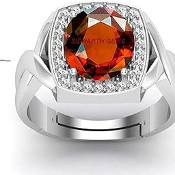 AKSHITA GEMS 15.25 Ratti Natural Gomed Stone Silver Plated Ring Adjustable Gomed Hessonite Astrological Gemstone for Men and Women-image-57
