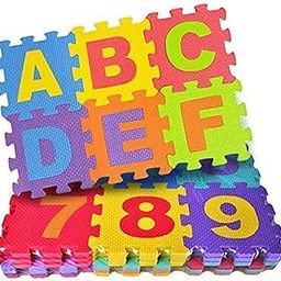 FunBlast 36 Pieces Mini Puzzle Foam Mat for Kids, Interlocking Learning Alphabet and Number Mat for Kids - Multi-Color-0